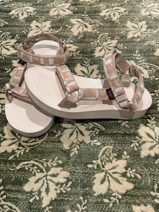 (8) Teva Women's Midform Universal Sandals Brown Sugar Tan Light Pink Platform - Picture 3 of 10